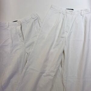 Brandy Melville White Linen Blend Wide Leg Pleated Trousers‎ High Waisted Pants